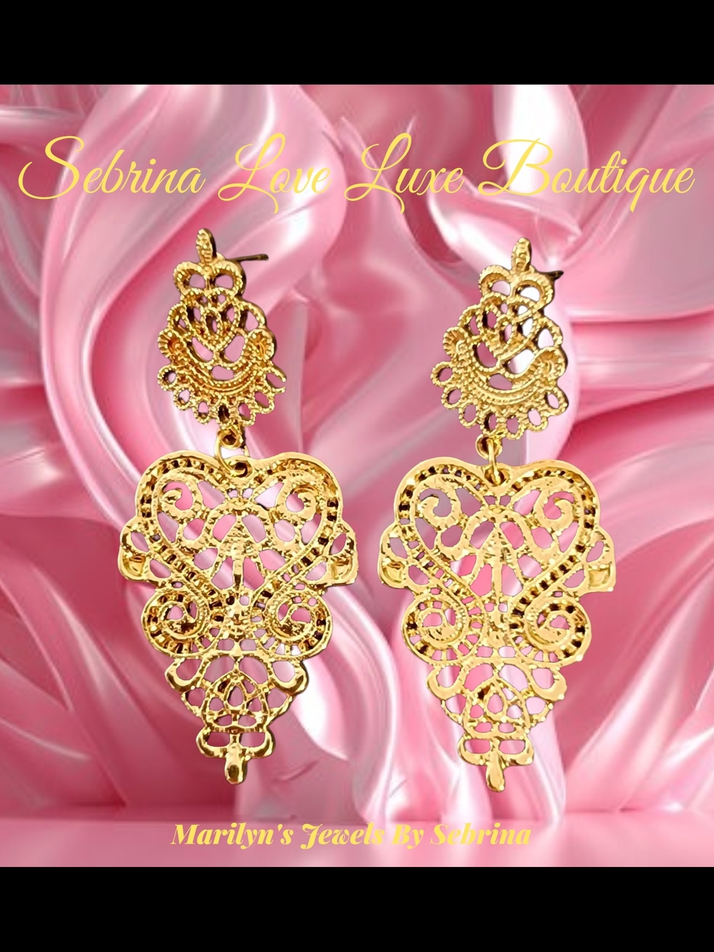 Elegant Gold Color Filigree Drop Earrings